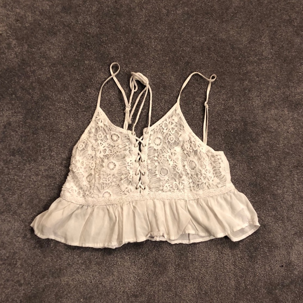 White LF crop top